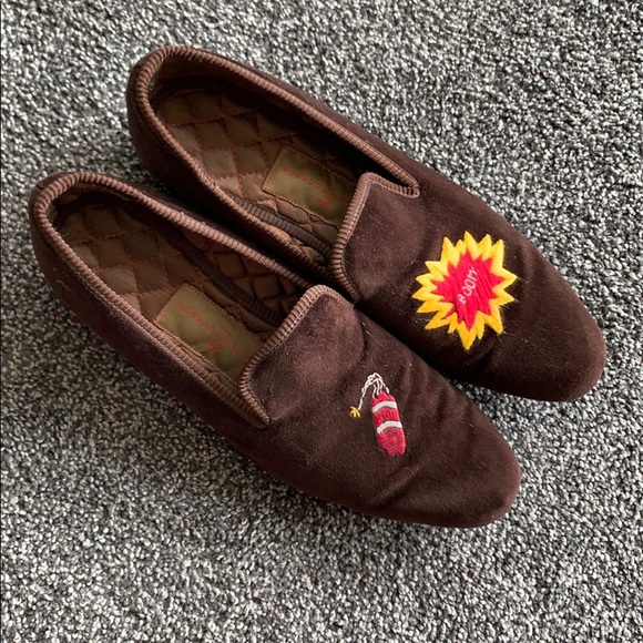 Mathew&Cookson brown velvet slippers main image 5